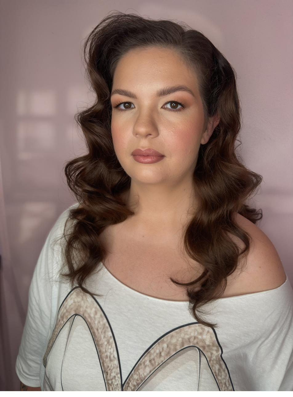 Studio beauty portrait with vintage waves