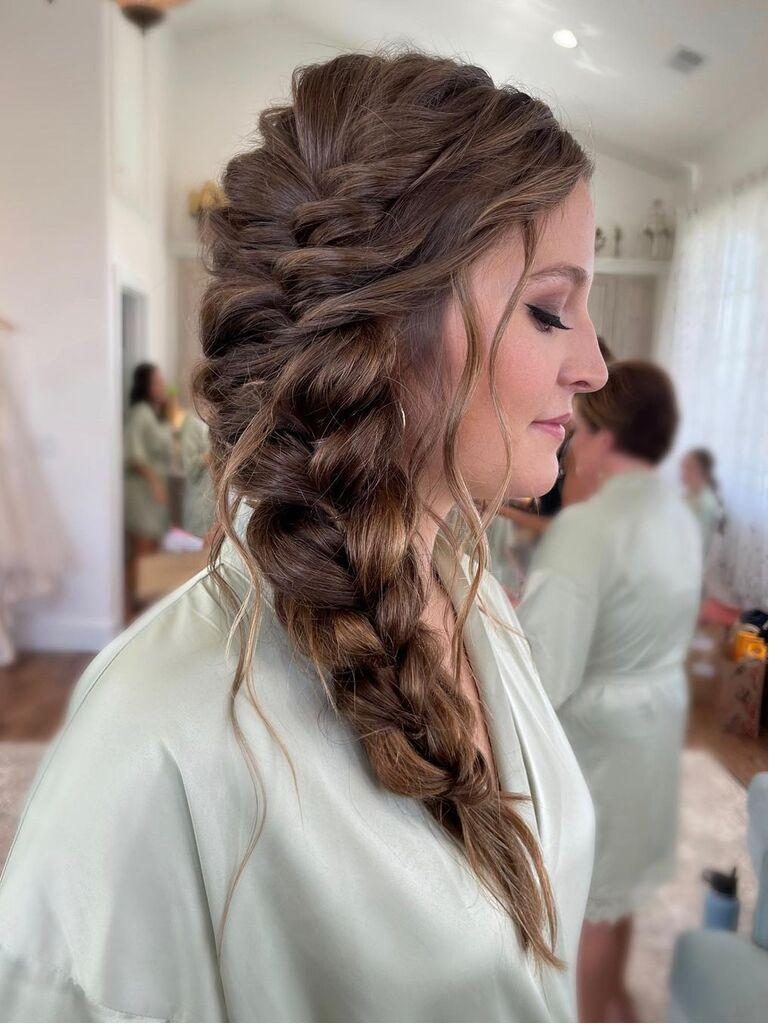 Bridal braided updo detail
