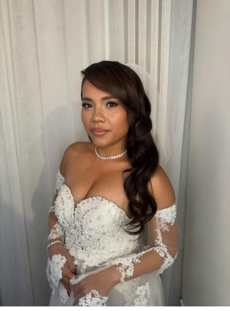 Bride in lace gown