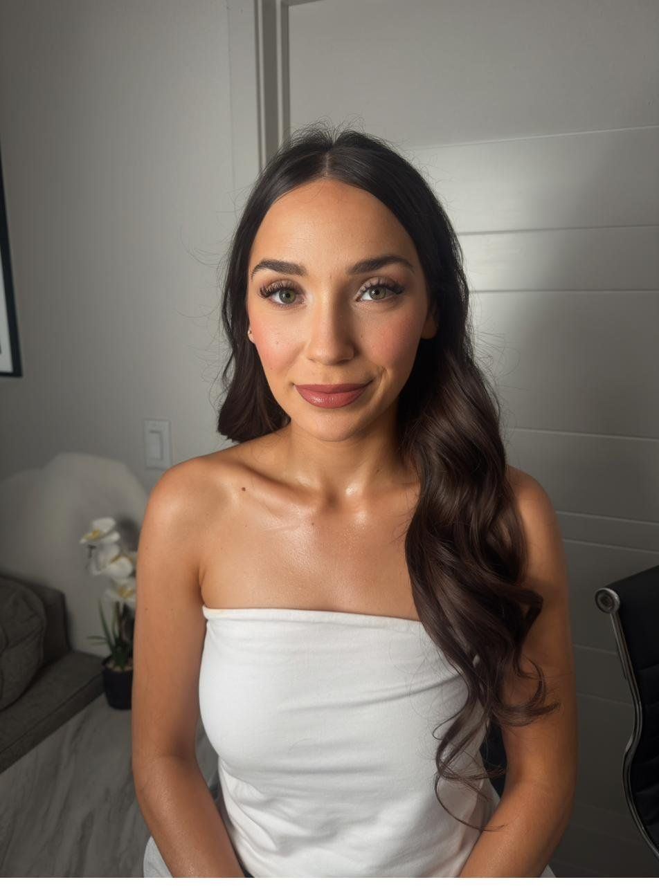 Clean beauty portrait white top