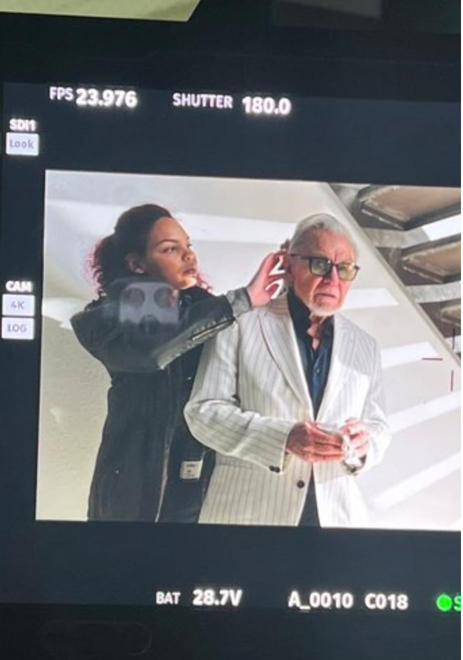 Video monitor on a film set
