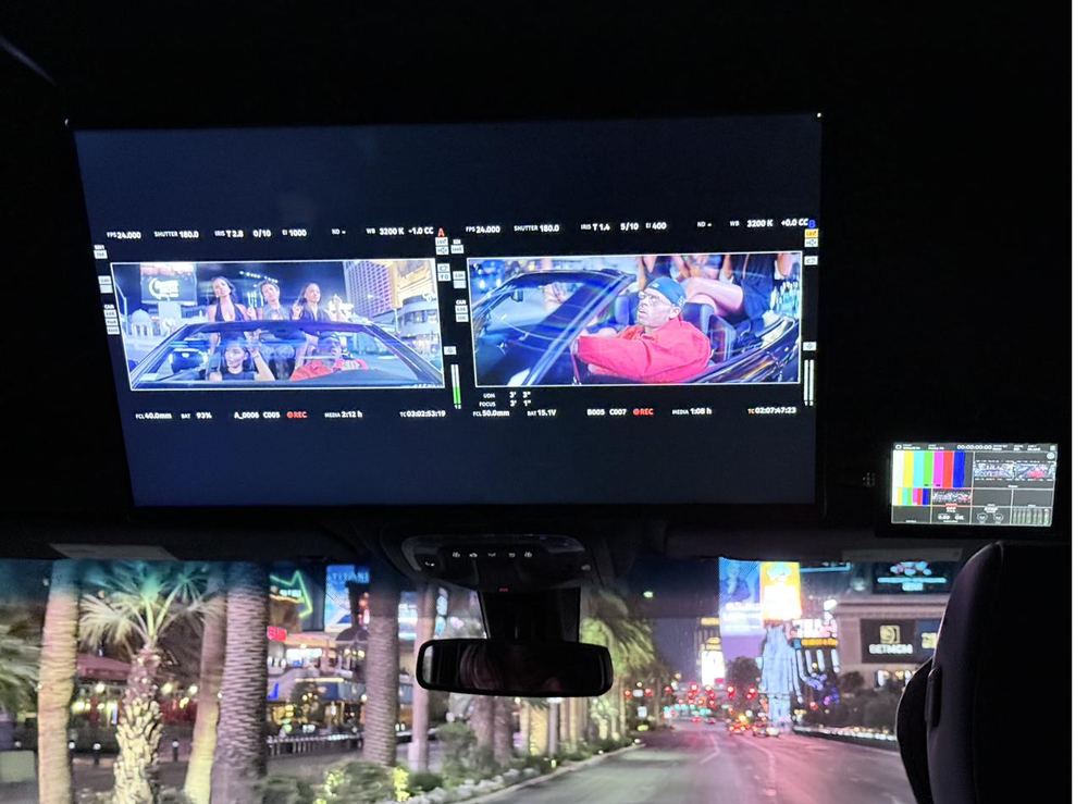 Video monitor overlooking the Las Vegas strip