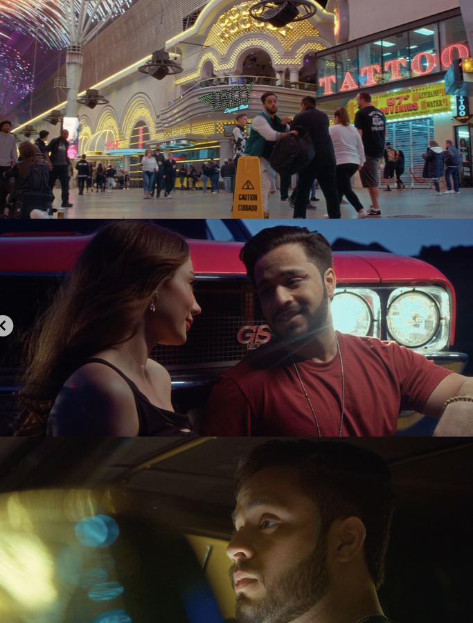 Film production stills on Fremont Street