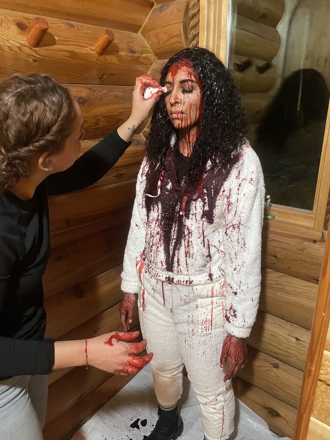 Special effects blood makeup application
