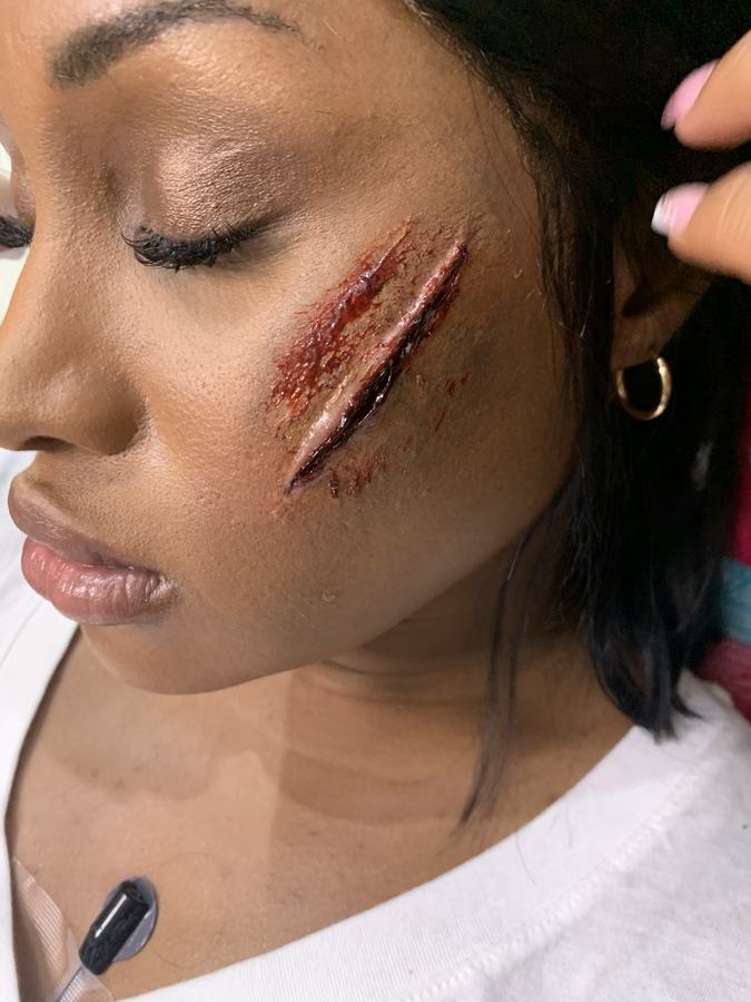Special effects wound makeup detail