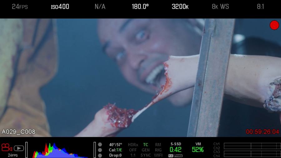 Video monitor with a special effects makeup shot